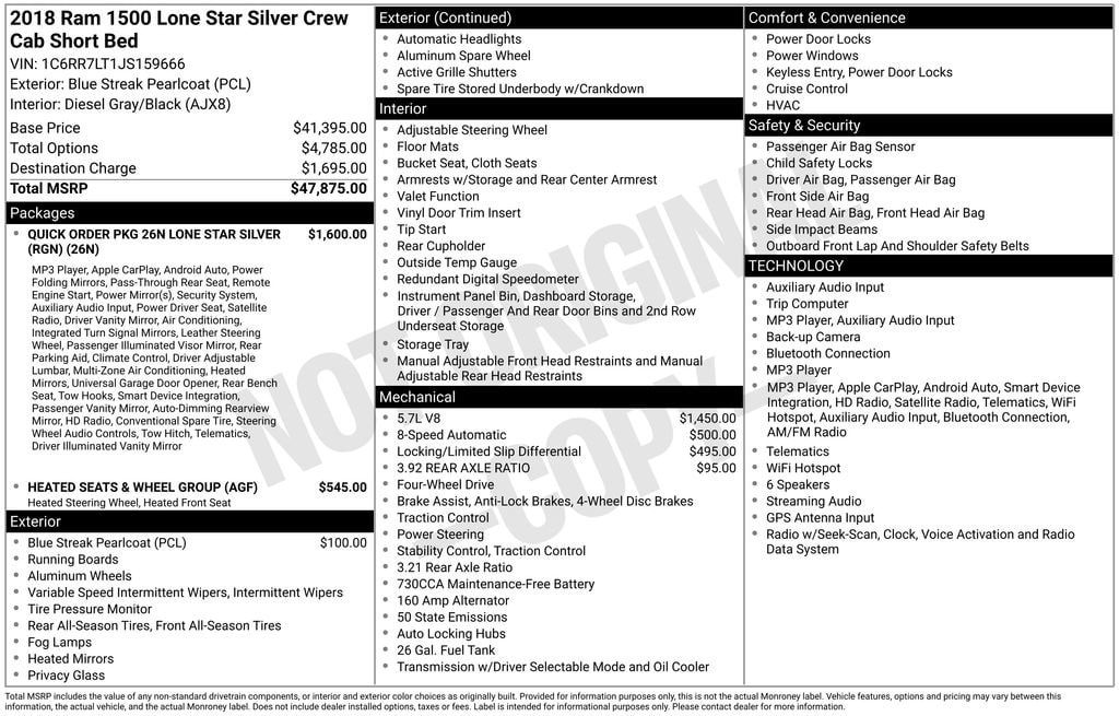 Used 2018 Ram 1500 Lone Star Silver Crew Cab 4x4 57 Box Truck