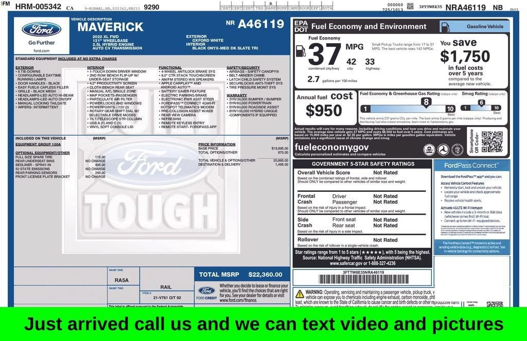 2022 Ford Maverick XL FWD's photo