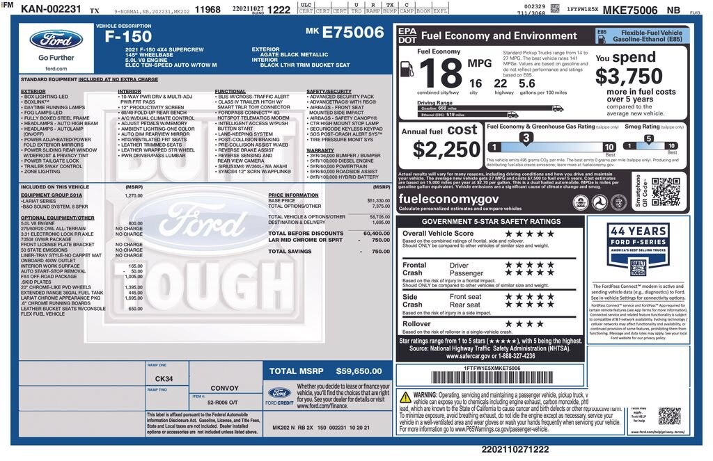 Used 2021 Ford F-150 Lariat Truck