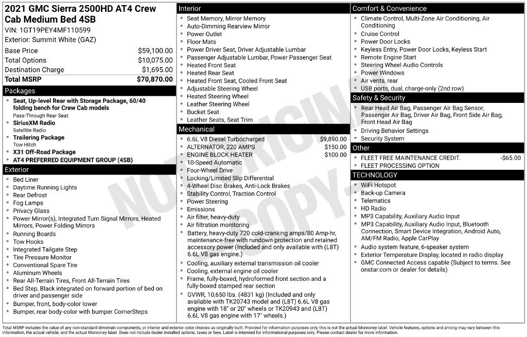 Used 2021 GMC Sierra 2500 HD AT4 Truck
