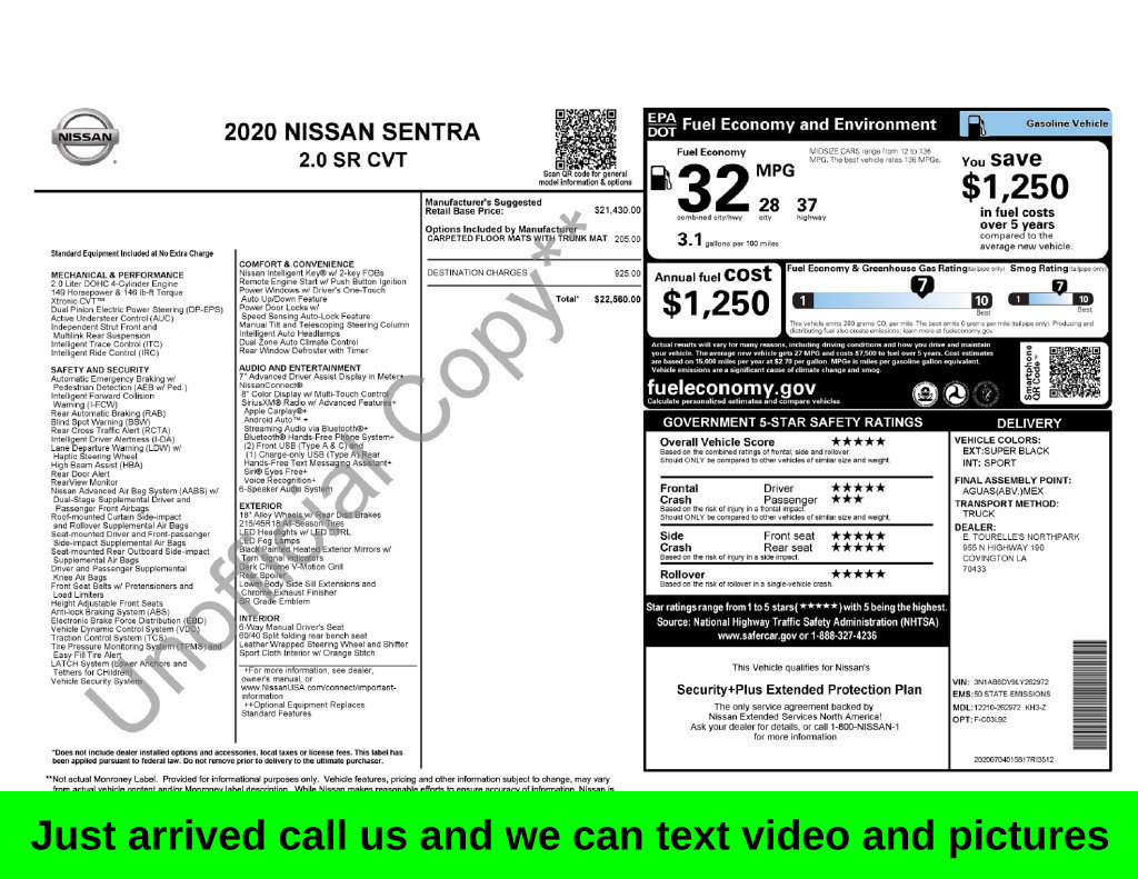 Used 2020 Nissan Sentra SR
