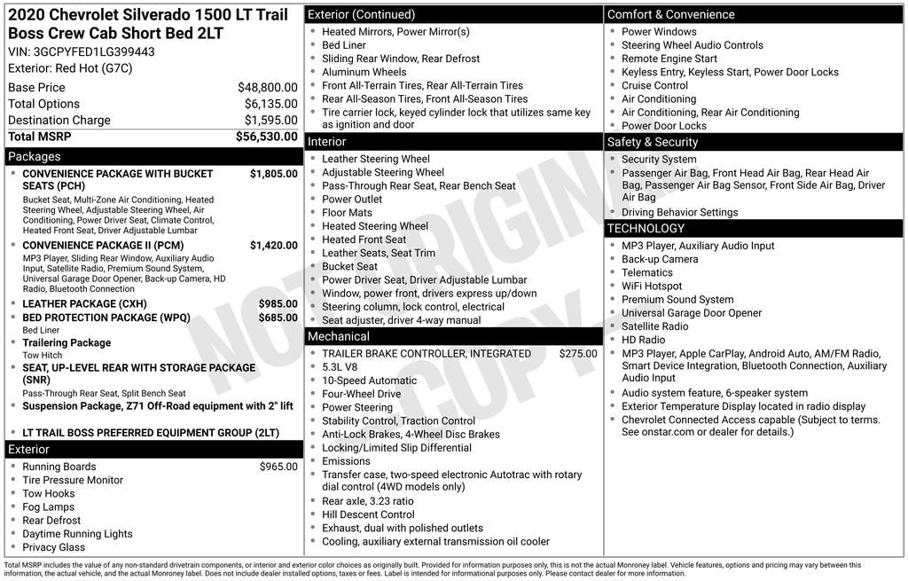 Used 2020 Chevrolet Silverado 1500 LT Trail Boss Truck