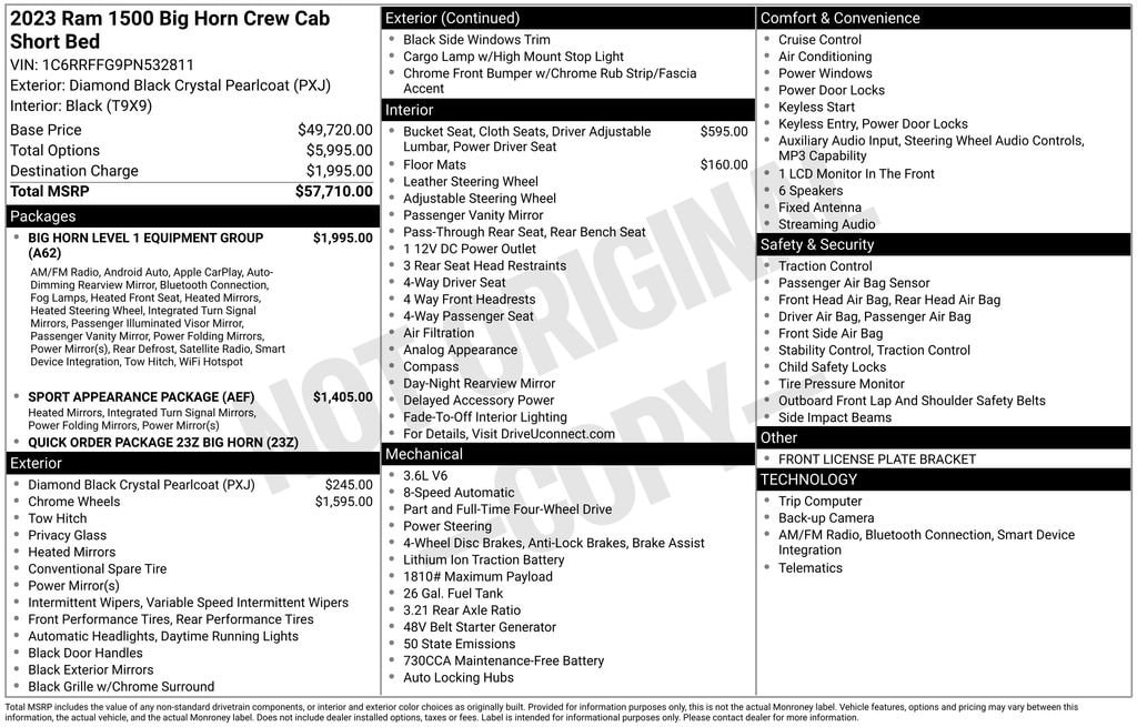 2023 RAM 1500 Big Horn/Lone Star 4x4 Crew Cab 5'7's photo