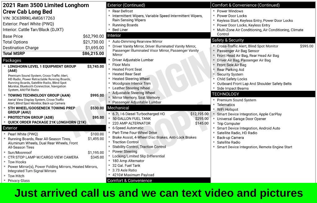 Used 2021 Ram 3500 Limited Longhorn Crew Cab 4x4 8 Box Truck