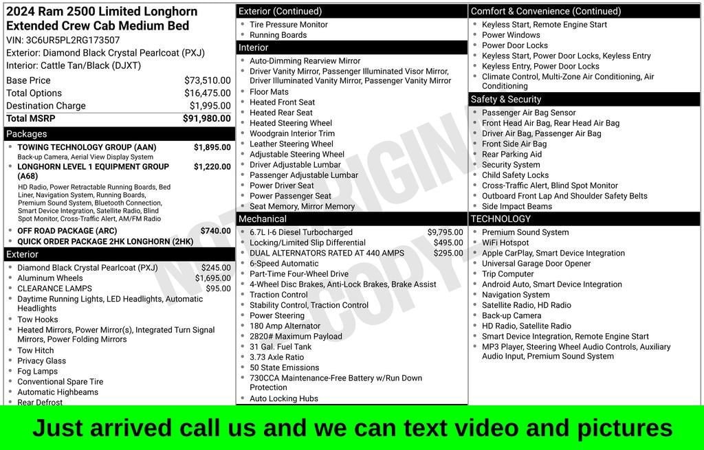 Used 2024 Ram 2500 Limited Longhorn Crew Cab 4x4 8 Box Truck