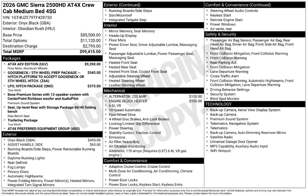 New 2026 GMC Sierra 2500 HD AT4X Truck