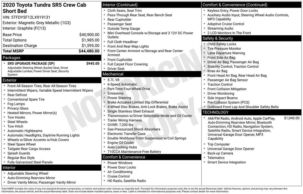 Used 2020 Toyota Tundra SR5 Truck