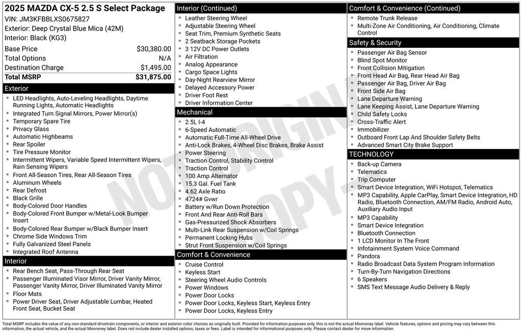 Used 2025 Mazda CX-5 2.5 S Select Package