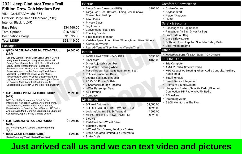 Used 2021 Jeep Gladiator Texas Trail