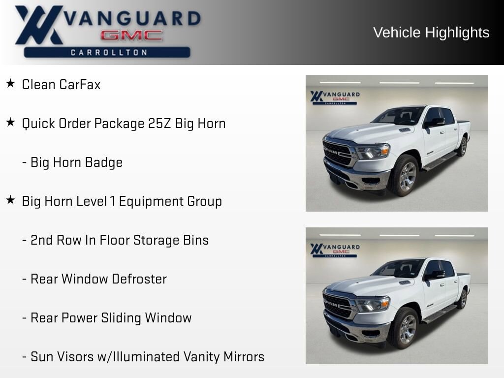 Used 2022 Ram 1500 Big Horn Crew Cab 4x2 57 Box Truck