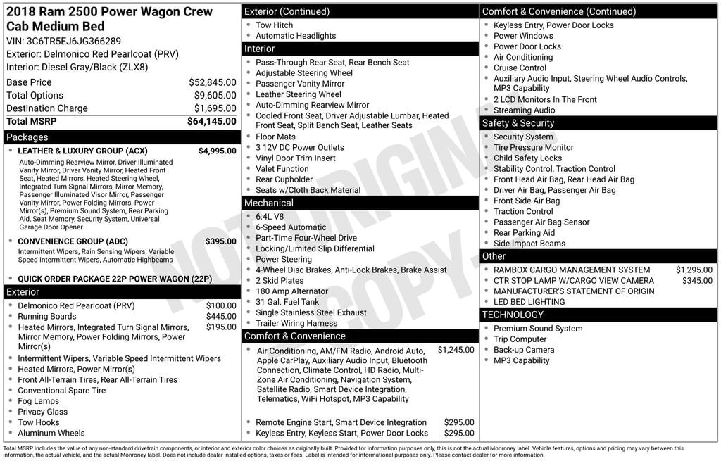 Used 2018 Ram 2500 Power Wagon Crew Cab 4x4 64 Box Truck