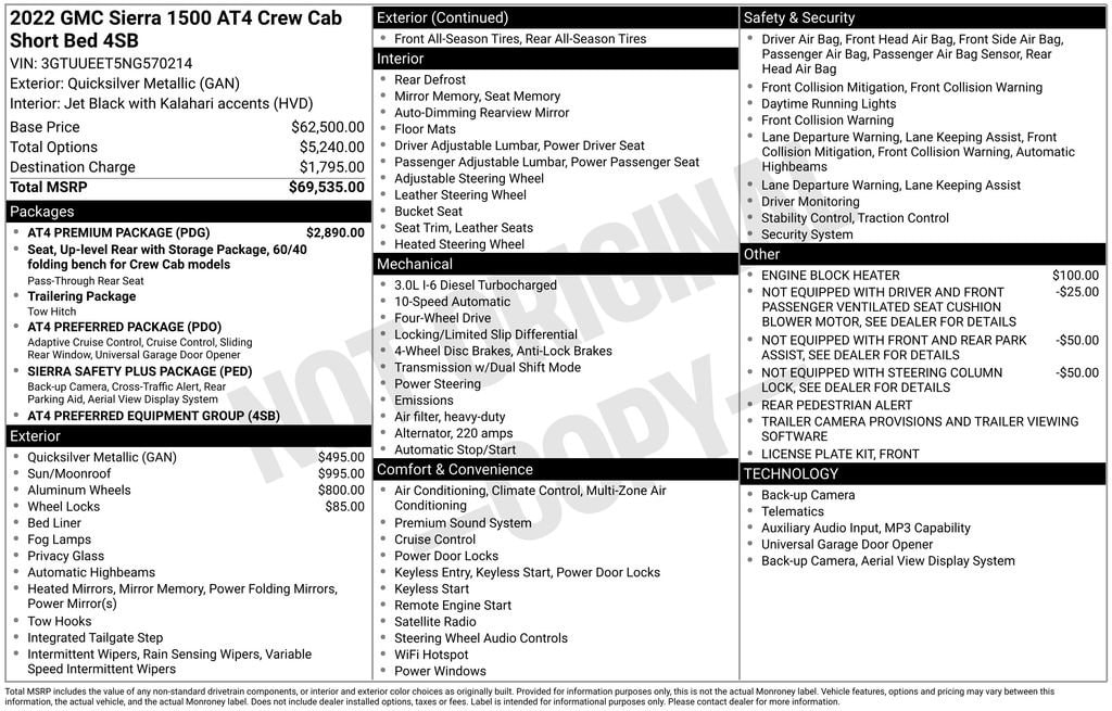 Used 2022 GMC Sierra 1500 AT4 Truck