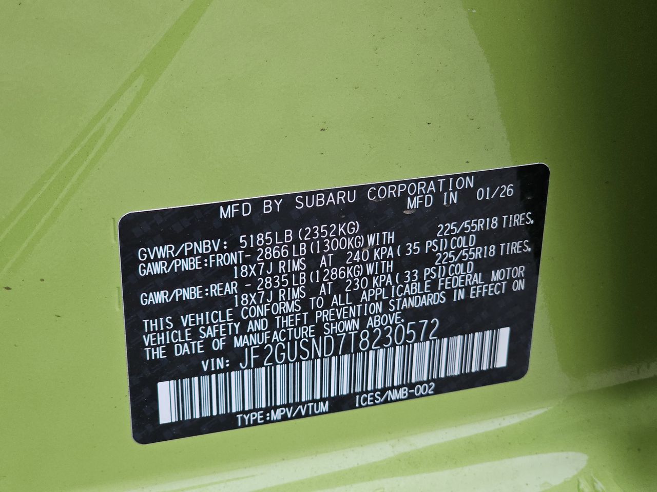 New 2026 Citron Yellow Pearl Subaru Limited Hybrid image 35