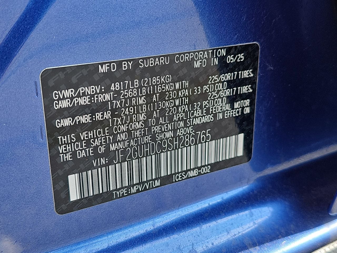 Certified Used 2025 Blue Pearl Subaru Premium image 42