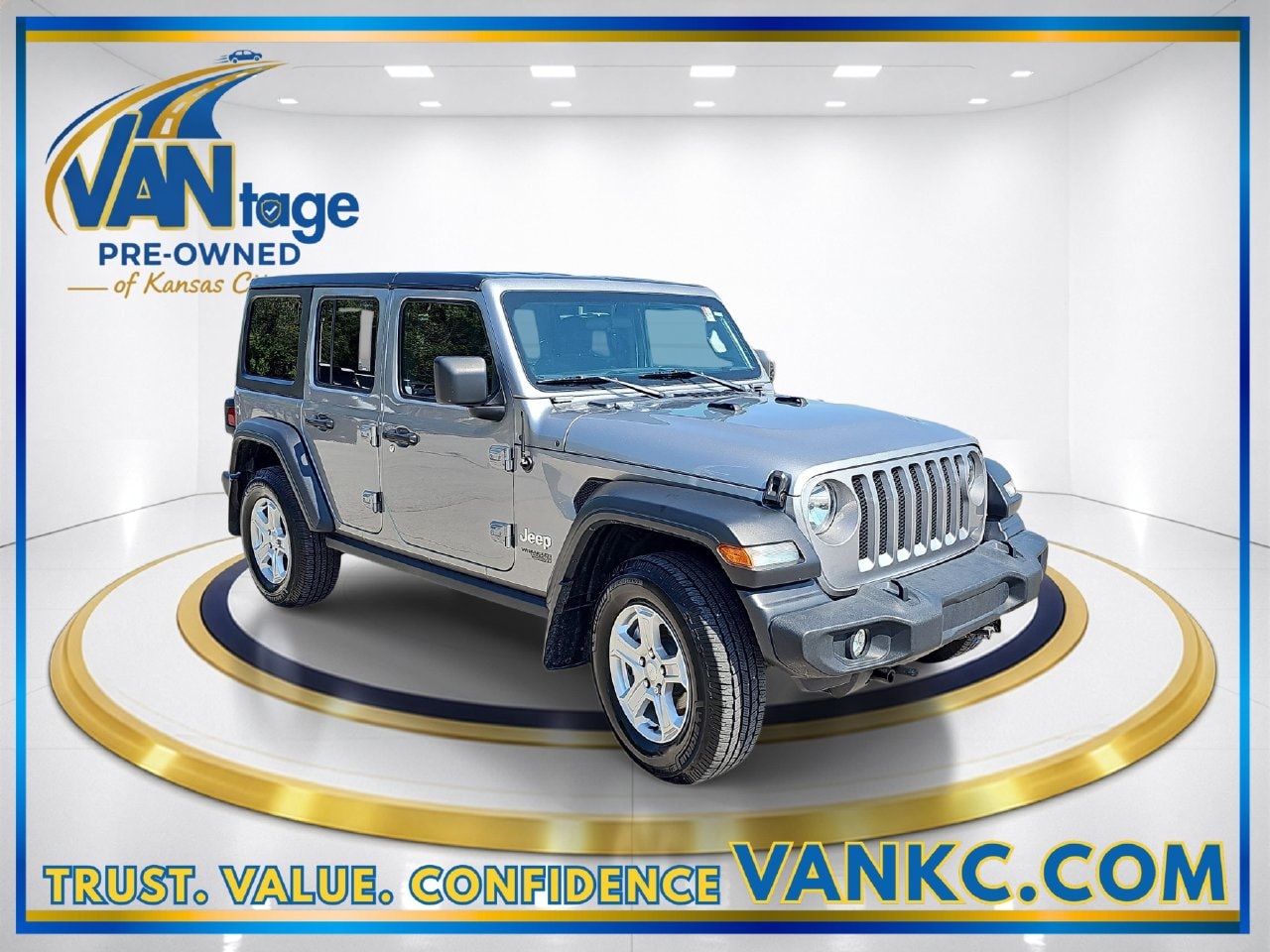 Used 2021 Billet Silver Metallic Clearcoat Jeep Unlimited Sport S image 3