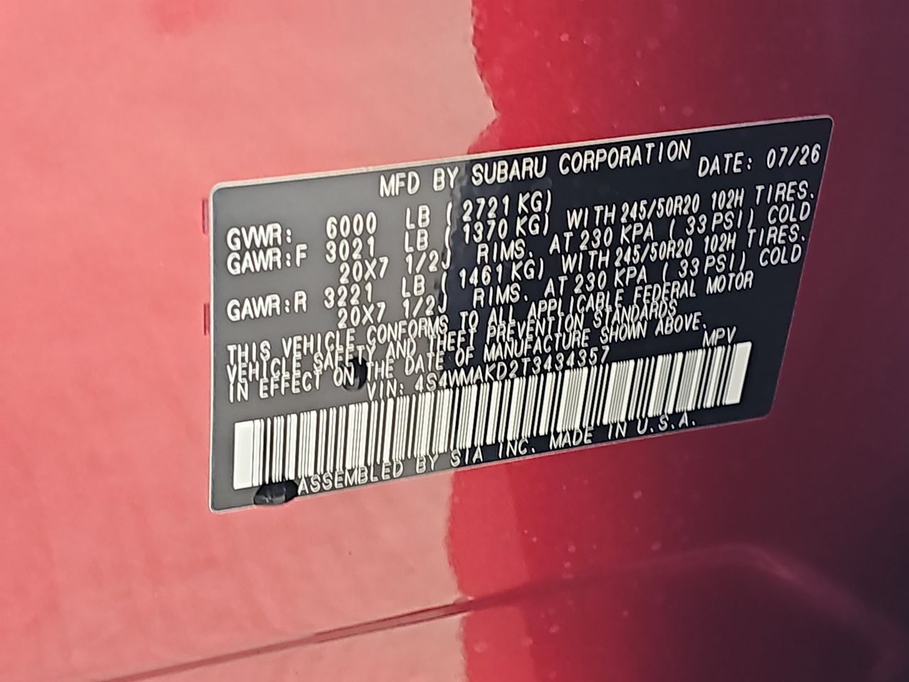 New 2026 Crimson Red Pearl Subaru Touring 7-Passenger image 40