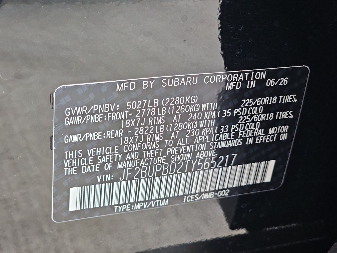 New 2026 Crystal Black Silica Subaru Premium image 39