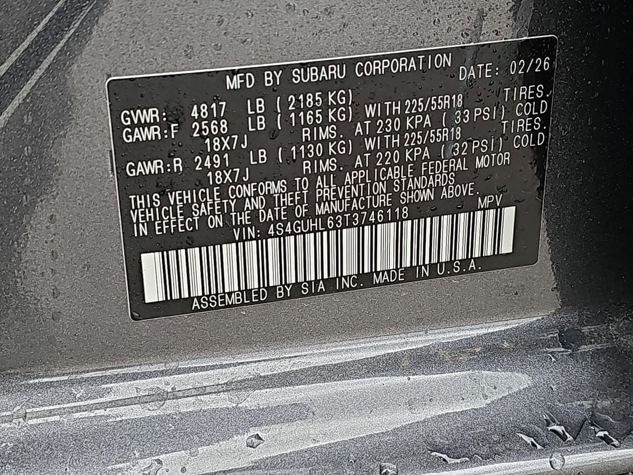 New 2026 Magnetite Gray/Crystal Black Silica Subaru Limited image 36