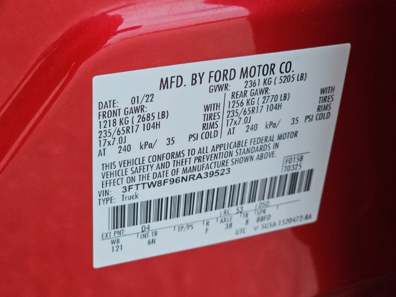 Used 2022 Red Metallic Ford Lariat image 41