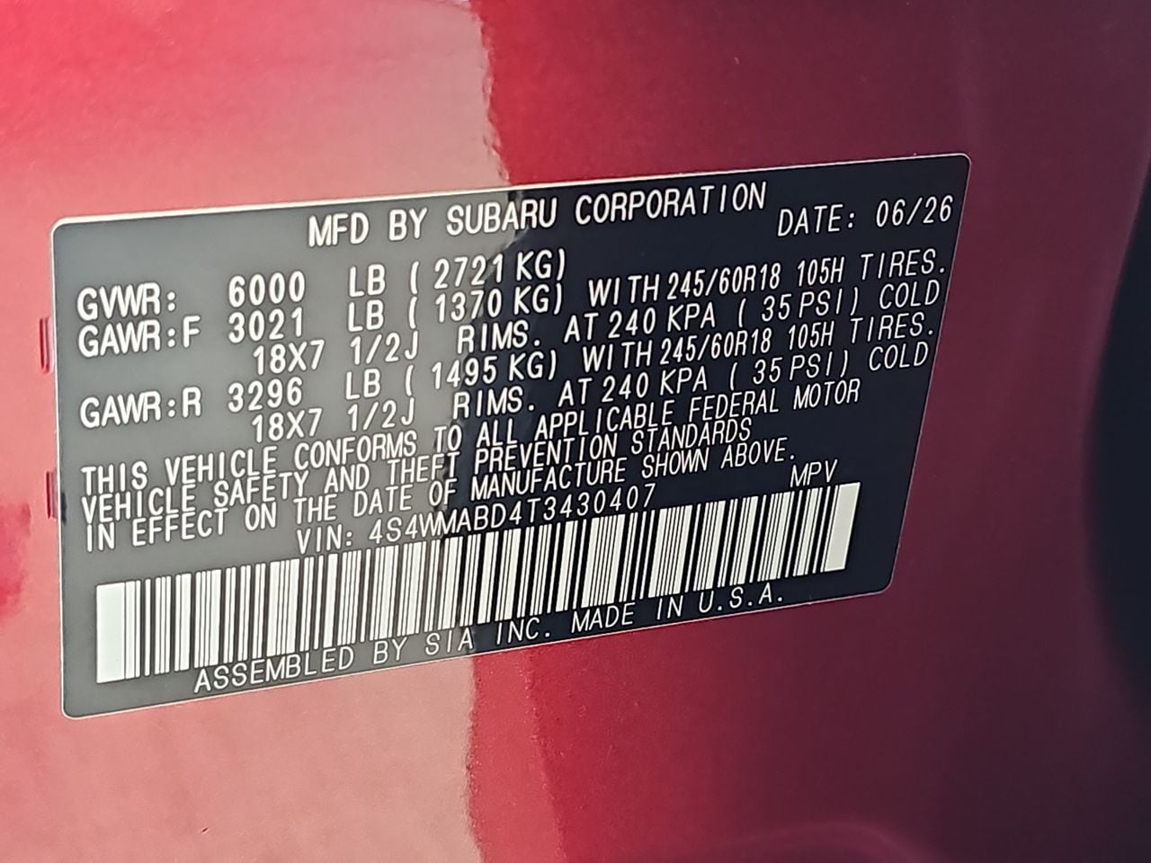 New 2026 Crimson Red Pearl Subaru Premium 7-Passenger image 38