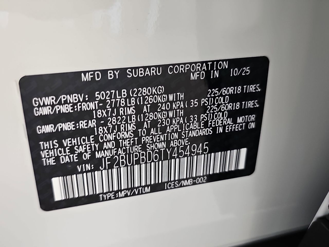 New 2026 Crystal White Pearl Subaru Premium image 37