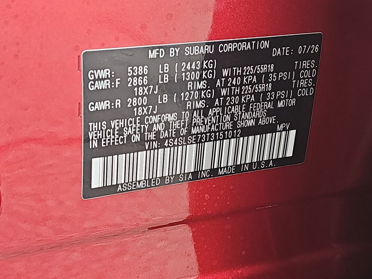 New 2026 Crimson Red Pearl Subaru Premium Hybrid image 36