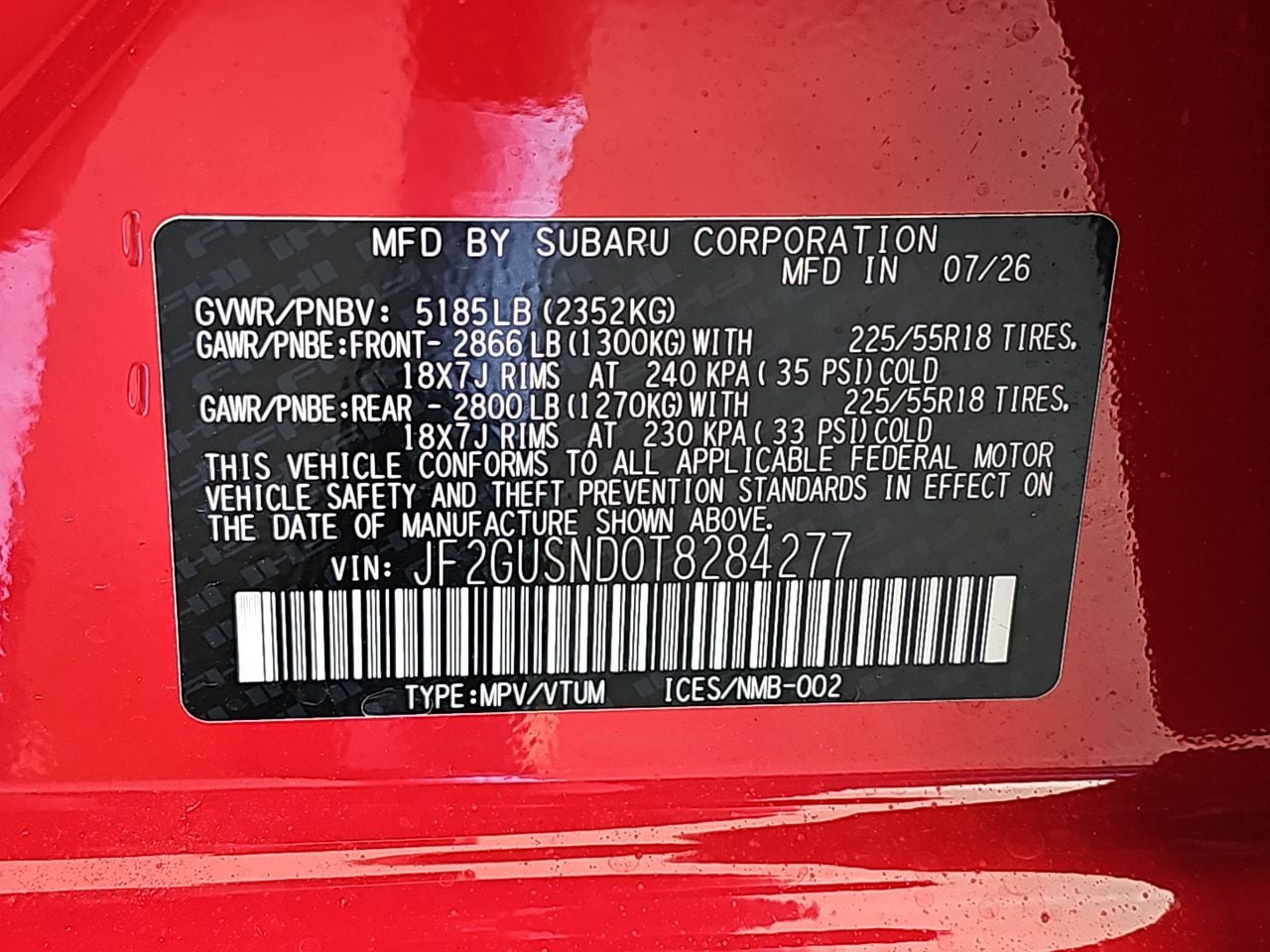 New 2026 Pure Red Subaru Limited Hybrid image 39