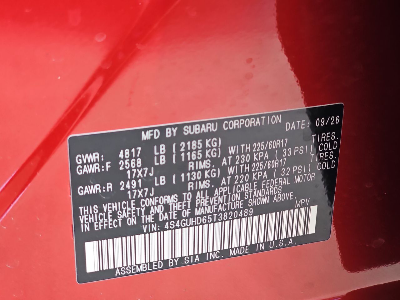 New 2026 Lithium Red Pearl Subaru Premium image 36