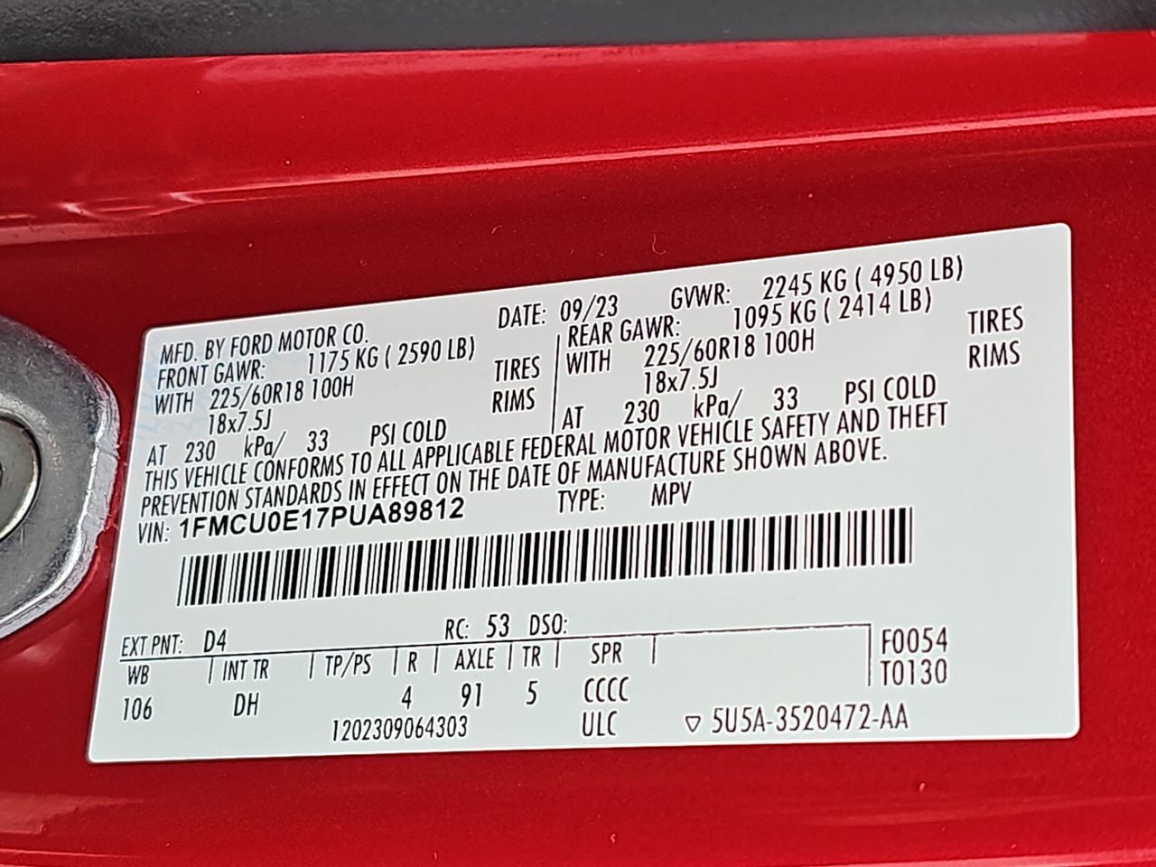 Used 2023 Red Metallic Ford Base image 42