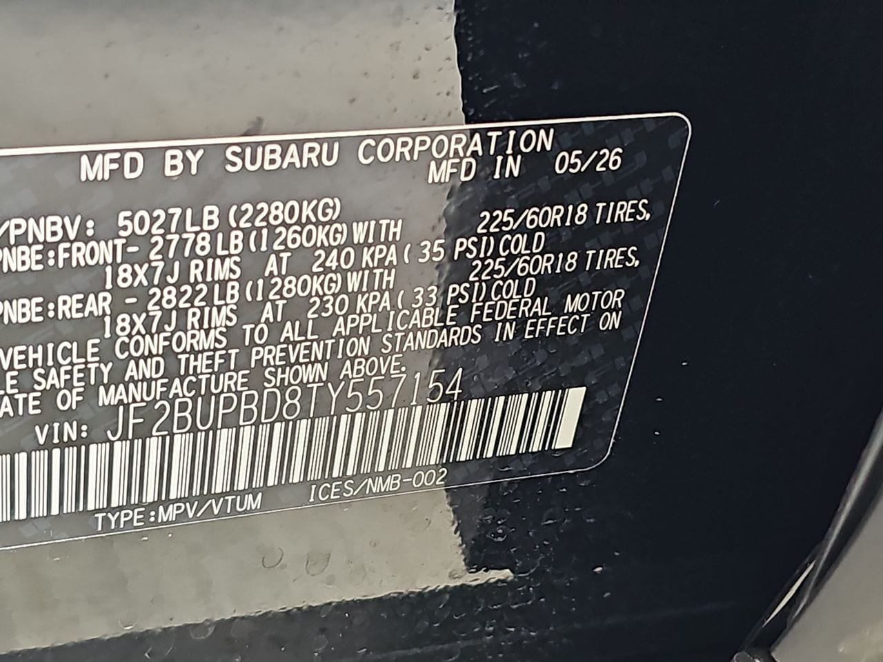 New 2026 Crystal Black Silica Subaru Premium image 39