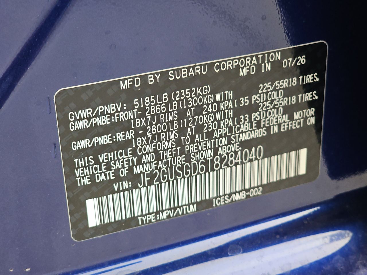 New 2026 Sapphire Blue Pearl Subaru Sport Hybrid image 38