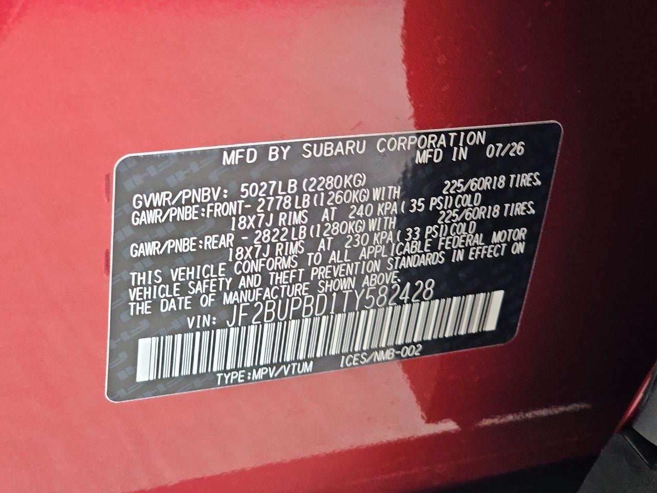 New 2026 Crimson Red Pearl Subaru Premium image 38