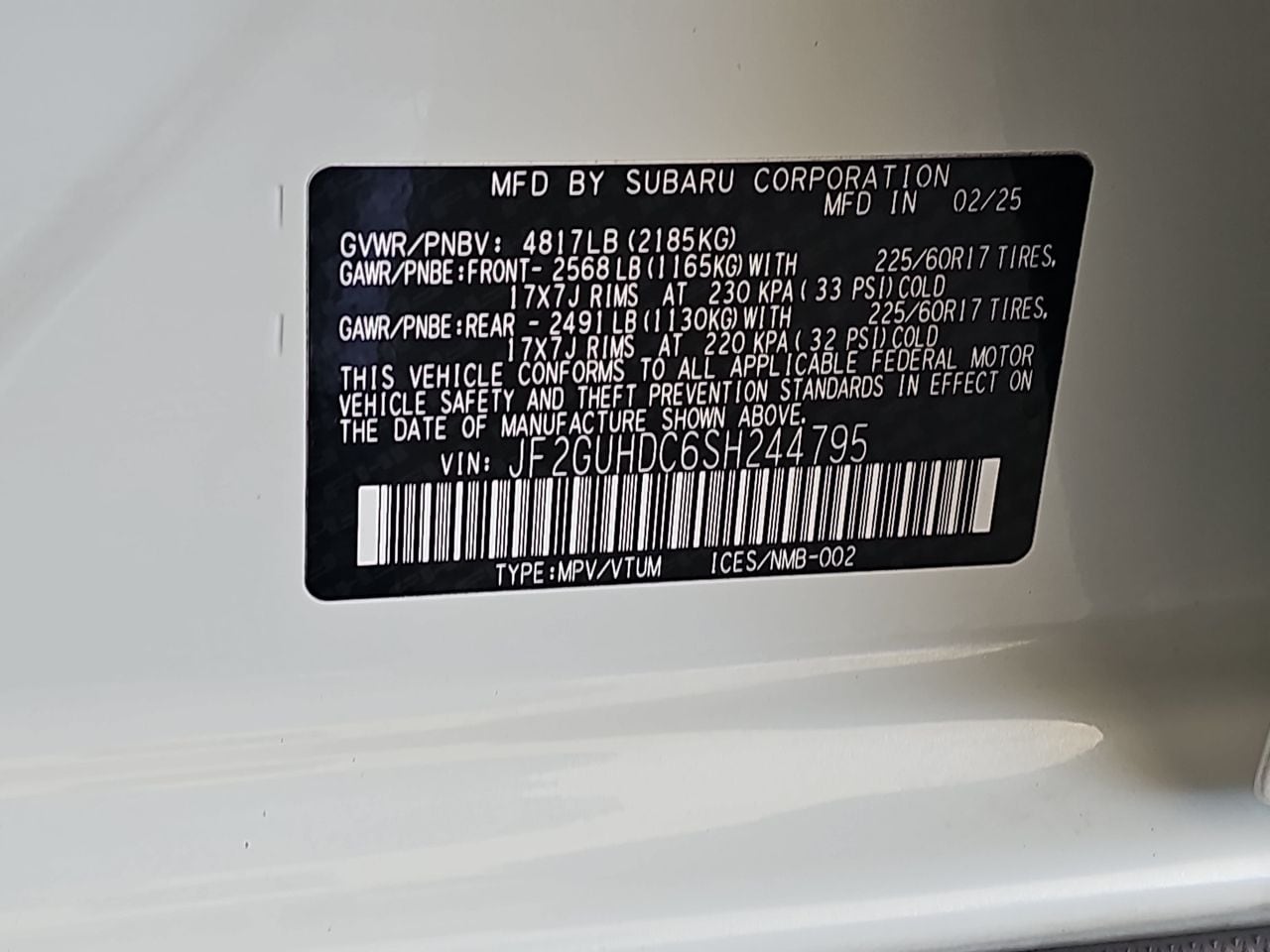 Certified Used 2025 Crystal White Pearl Subaru Premium image 41