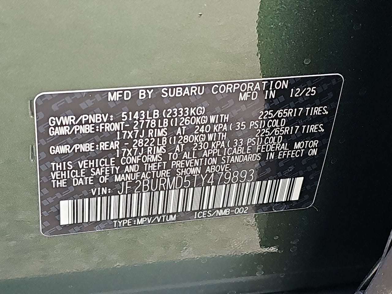 New 2026 Deep Emerald Green Pearl Subaru Wilderness image 35