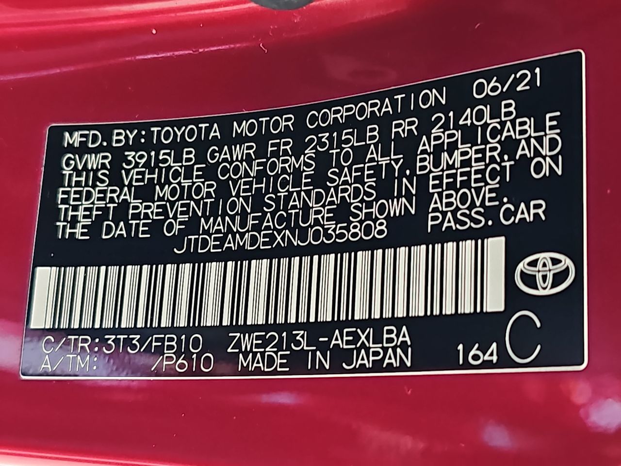 Used 2022 Ruby Flare Pearl Toyota LE image 40