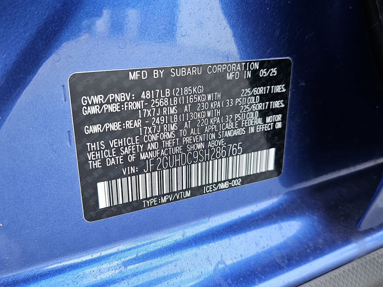 Certified Used 2025 Blue Pearl Subaru Premium image 41