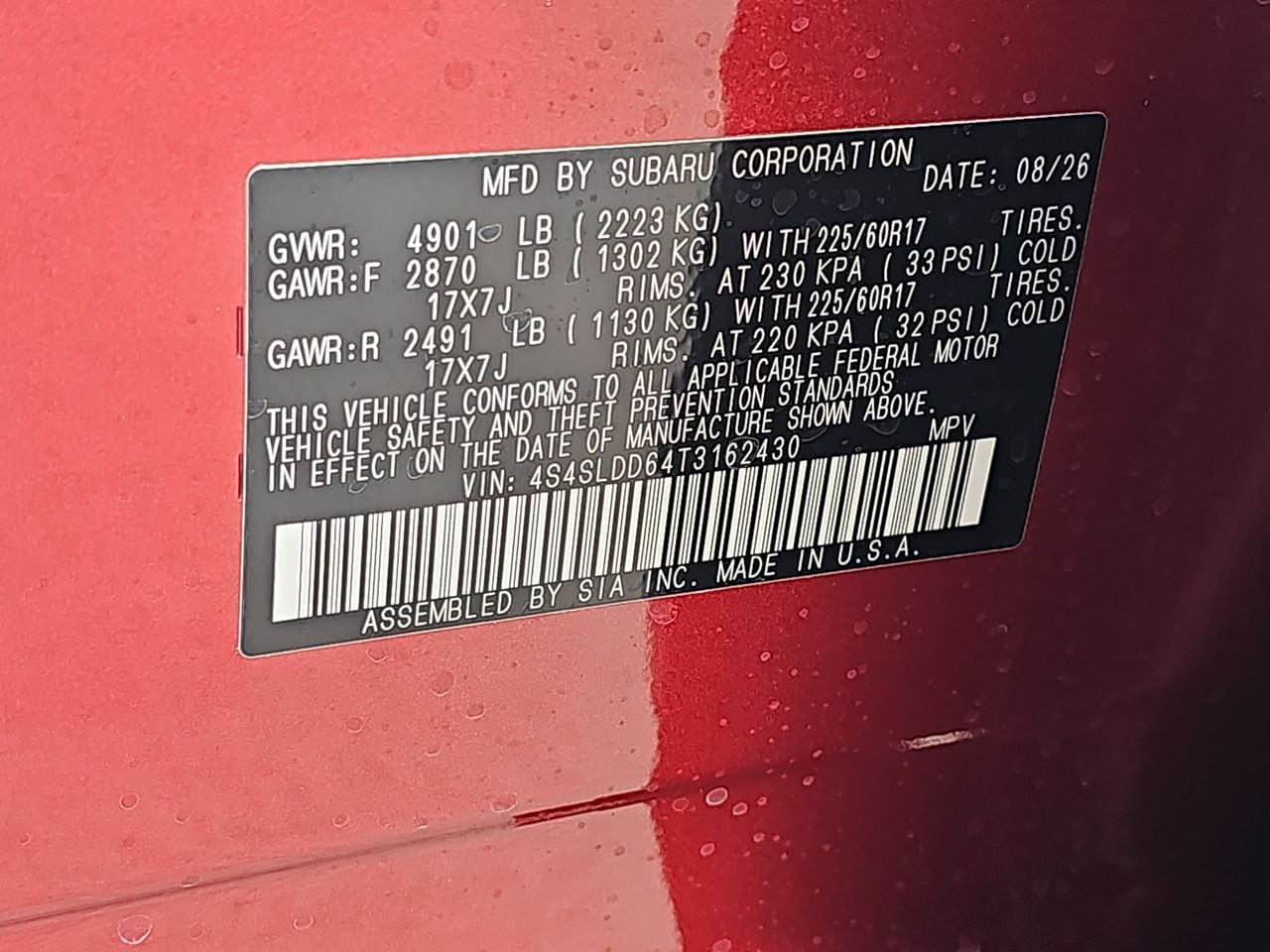 New 2026 Crimson Red Pearl Subaru Premium image 36
