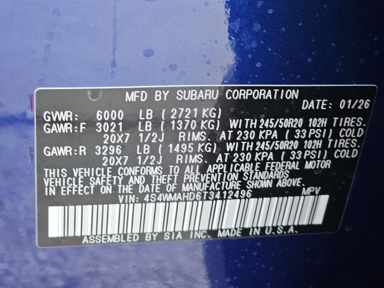 New 2026 Sapphire Blue Pearl Subaru Limited Bronze Edition 7-Passenger image 43