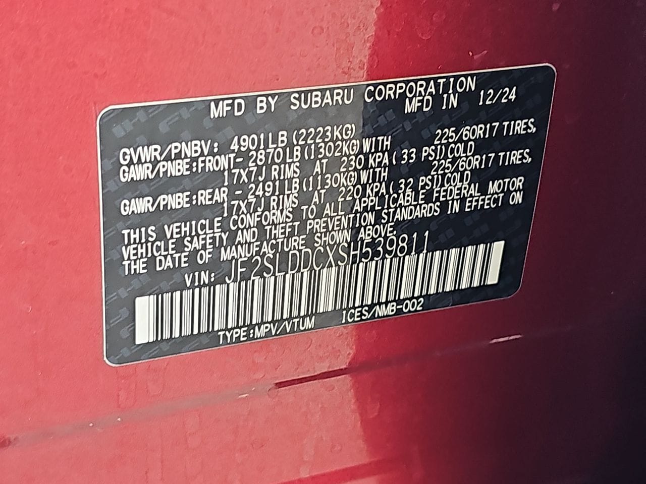 Certified Used 2025 Crimson Red Pearl Subaru Premium image 42