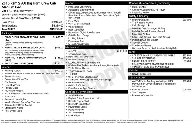 Used 2016 RAM Ram 2500 Pickup Big Horn/Lone Star with VIN 3C6UR5DJ9GG219690 for sale in Morris, Minnesota