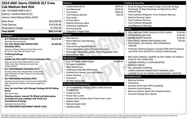 Used 2024 GMC Sierra 2500HD SLT with VIN 1GT49NEY3RF312911 for sale in Morris, Minnesota