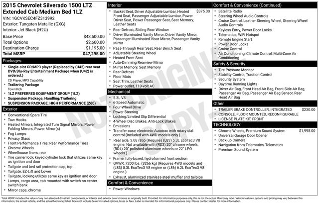 Used 2015 Chevrolet Silverado 1500 LTZ with VIN 1GCVKSEC4FZ313992 for sale in Morris, Minnesota