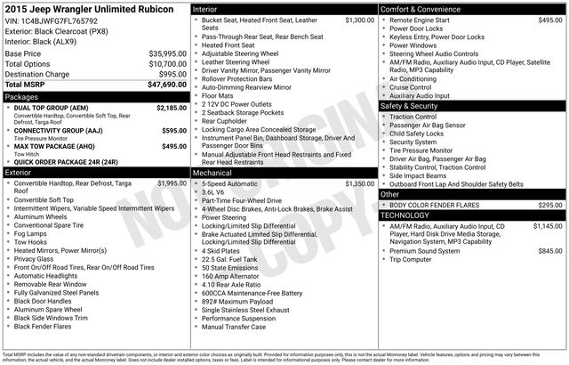Used 2015 Jeep Wrangler Unlimited Rubicon with VIN 1C4BJWFG7FL765792 for sale in Morris, Minnesota