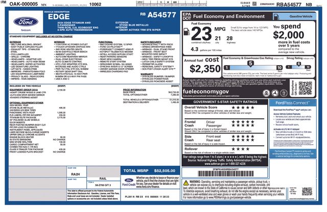 Used 2024 Ford Edge Titanium with VIN 2FMPK4K90RBA54577 for sale in Morris, Minnesota
