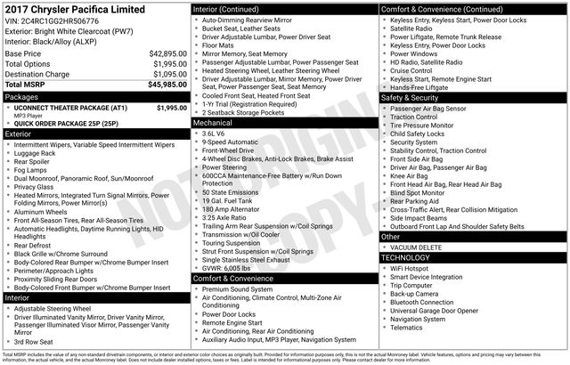 Used 2017 Chrysler Pacifica Limited with VIN 2C4RC1GG2HR506776 for sale in Morris, Minnesota