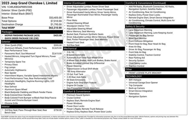 Used 2023 Jeep Grand Cherokee L Limited with VIN 1C4RJKBG6P8892308 for sale in Morris, Minnesota