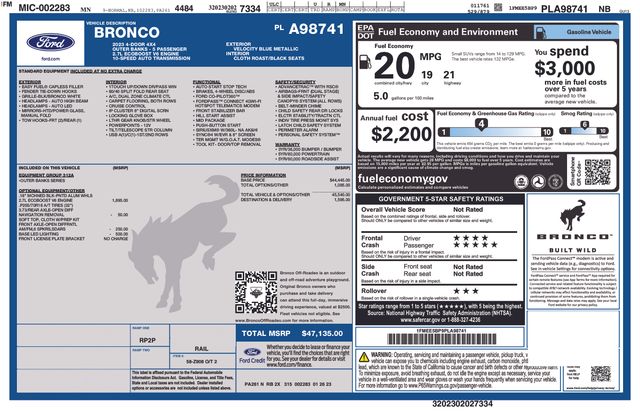 Used 2023 Ford Bronco 4-Door Outer Banks with VIN 1FMEE5BP9PLA98741 for sale in Morris, Minnesota