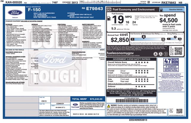Used 2024 Ford F-150 Lariat with VIN 1FTFW5L88RKE79843 for sale in Morris, Minnesota