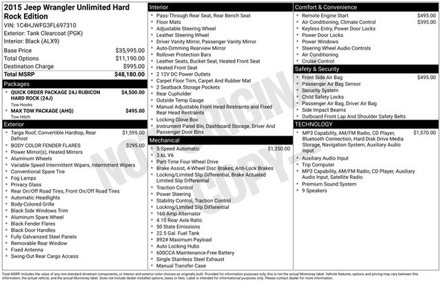 Used 2015 Jeep Wrangler Unlimited Rubicon with VIN 1C4HJWFG3FL697310 for sale in Morris, Minnesota
