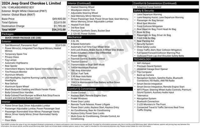 Used 2024 Jeep Grand Cherokee L Limited with VIN 1C4RJKBGXR8921831 for sale in Morris, Minnesota